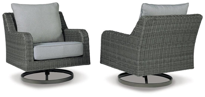 Elite Park Outdoor Swivel Lounge with Cushion P518-821 Black/Gray Casual Outdoor Seating By Ashley - sofafair.com