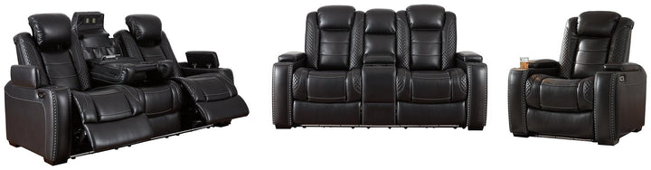 Party Time Power Reclining Sofa and Loveseat with Power Recliner 37003U3 Midnight Contemporary Motion Upholstery Package By AFI - sofafair.com