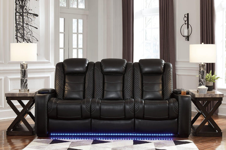 Party Time Power Reclining Sofa and Loveseat with Power Recliner 37003U3 Midnight Contemporary Motion Upholstery Package By AFI - sofafair.com