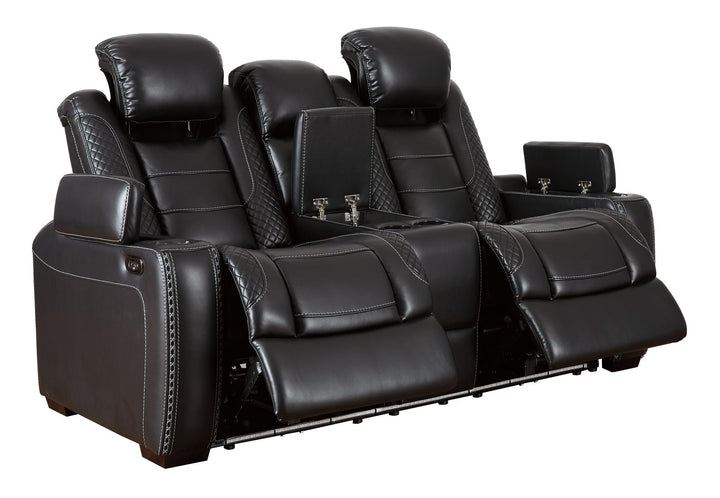 Party Time Power Reclining Sofa and Loveseat with Power Recliner 37003U3 Midnight Contemporary Motion Upholstery Package By AFI - sofafair.com