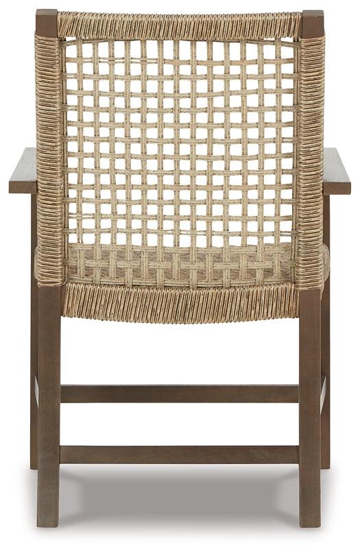 Germalia Outdoor Dining Arm Chair (Set of 2) P730-601A Brown/Beige Casual Outdoor Dining Chair By Ashley - sofafair.com