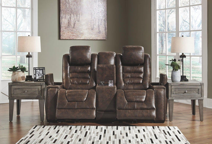 Game Zone Power Reclining Loveseat with Console 3850118 Bark Contemporary Motion Upholstery By AFI - sofafair.com
