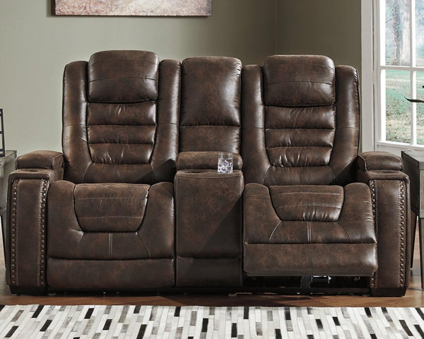 Game Zone Power Reclining Sofa and Loveseat 38501U2 Bark Contemporary Motion Upholstery Package By AFI - sofafair.com
