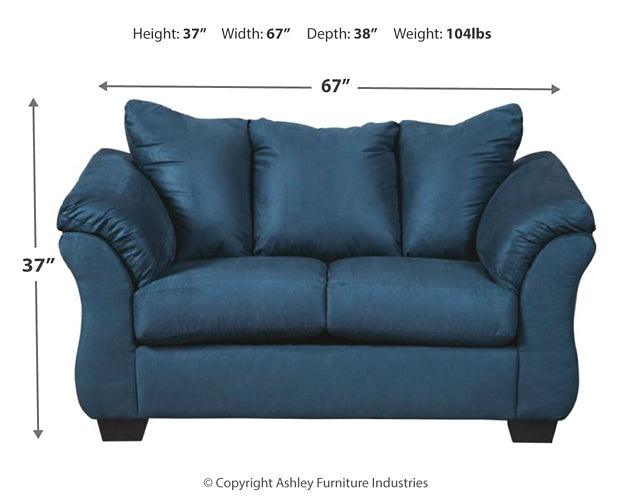 Darcy Sofa and Loveseat 75007U1 Blue Contemporary Stationary Upholstery Package By Ashley - sofafair.com