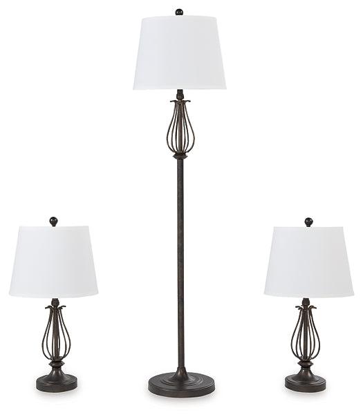 Brycestone Floor Lamp with 2 Table Lamps L204526 Brown/Beige Traditional Floor Lamps By Ashley - sofafair.com