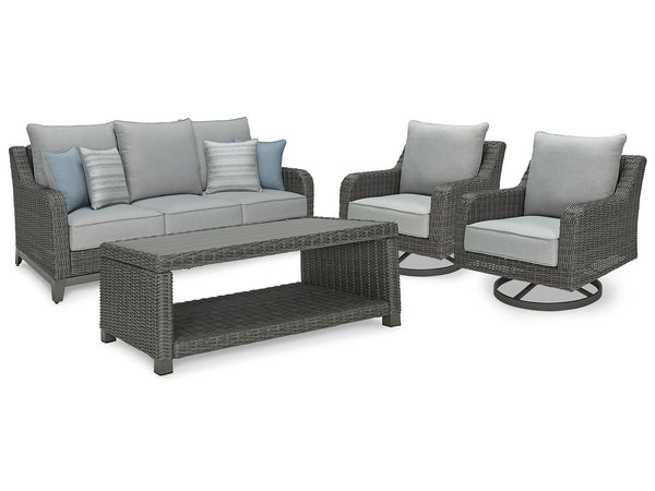 Elite Park Outdoor Sofa, 2 Lounge Chairs and Coffee Table P518P2 Black/Gray Casual Outdoor Package By Ashley - sofafair.com