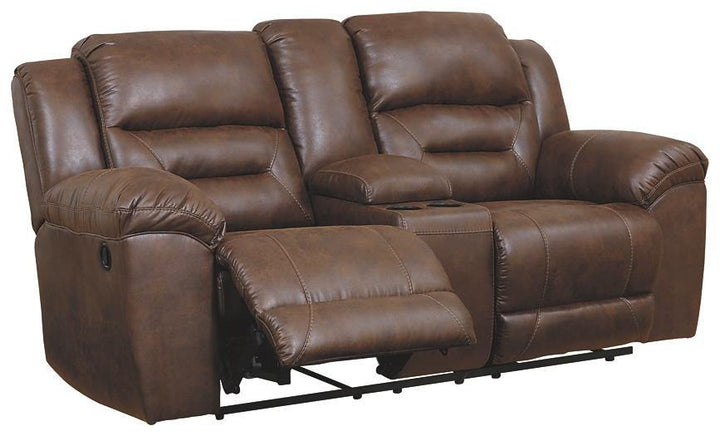 Stoneland Reclining Loveseat with Console 3990494 Chocolate Contemporary Motion Upholstery By AFI - sofafair.com