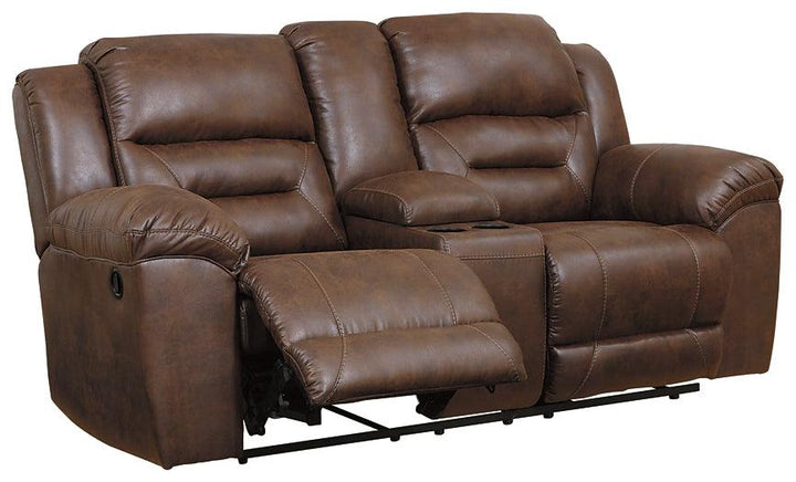 Stoneland Reclining Sofa and Recliner 39904U1 Chocolate Contemporary Motion Upholstery Package By AFI - sofafair.com