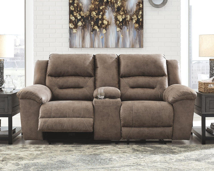 Stoneland Power Reclining Loveseat with Console 3990596 Fossil Contemporary Motion Upholstery By AFI - sofafair.com