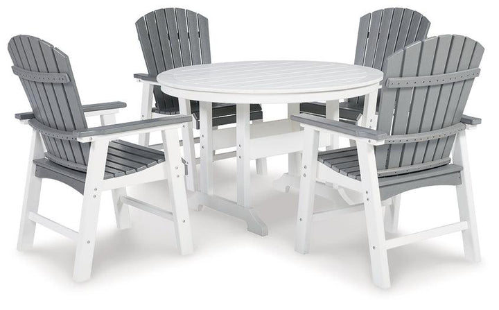 Crescent Luxe Outdoor Dining Table with 4 Chairs P207P3 White Contemporary Outdoor Package By Ashley - sofafair.com