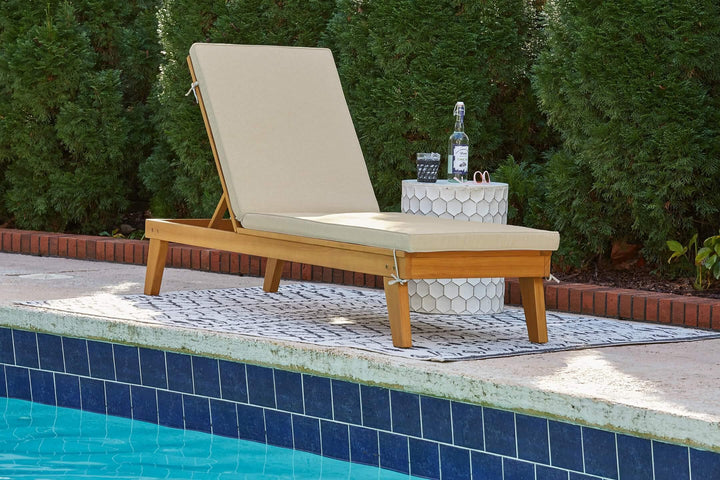 Byron Bay Chaise Lounge with Cushion P285-815 White Casual Outdoor Chaise-Lounge By Ashley - sofafair.com