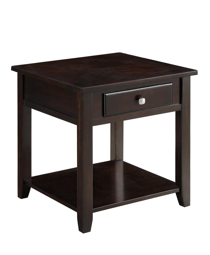 Transitional walnut one-drawer end table 721037 Walnut End Table1 By coaster - sofafair.com