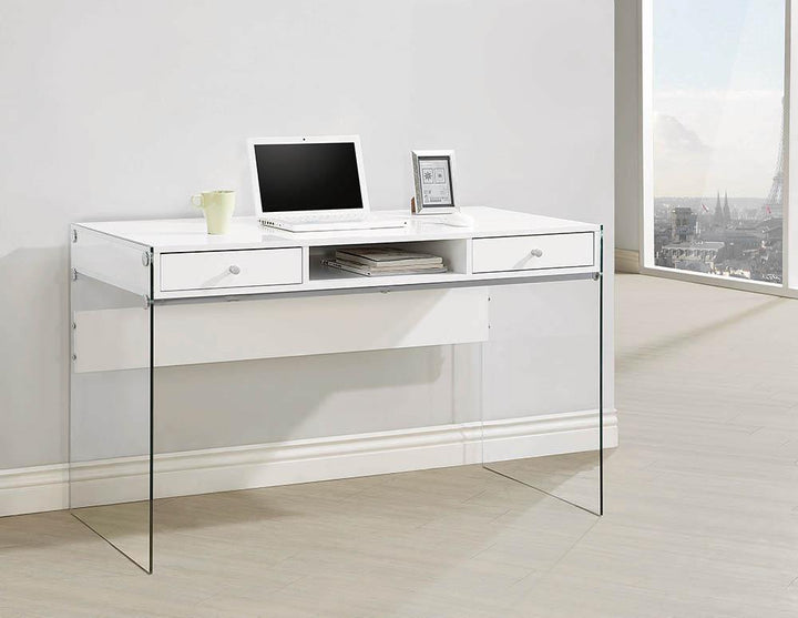 Dobrev 800829 White Contemporary writing desk By coaster - sofafair.com