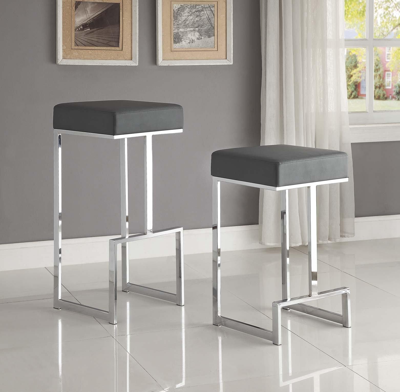 105262 Grey Contemporary Bar stools metal fixed height By Coaster