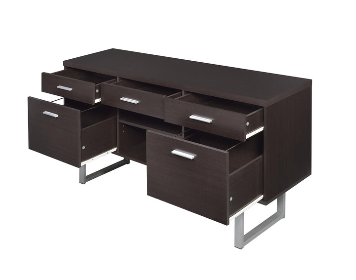 Glavan 801522 Cappuccino Casual Contemporary credenza desk By coaster - sofafair.com