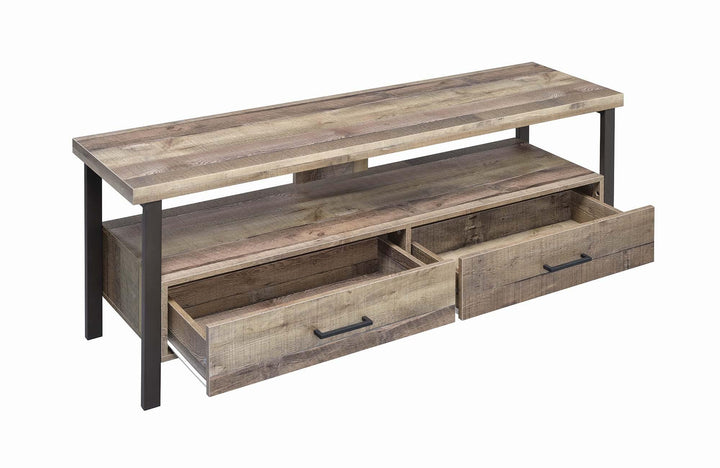 721881 Weathered pine Rustic weathered pine 60" tv console By coaster - sofafair.com