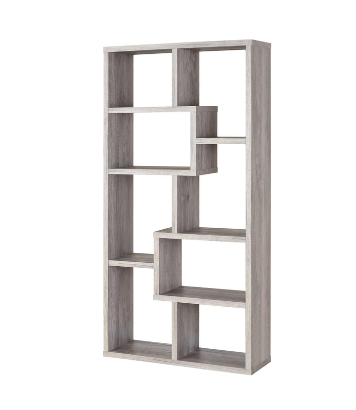 Home office : bookcases 801137 Grey driftwood Rustic Bookcase1 By coaster - sofafair.com