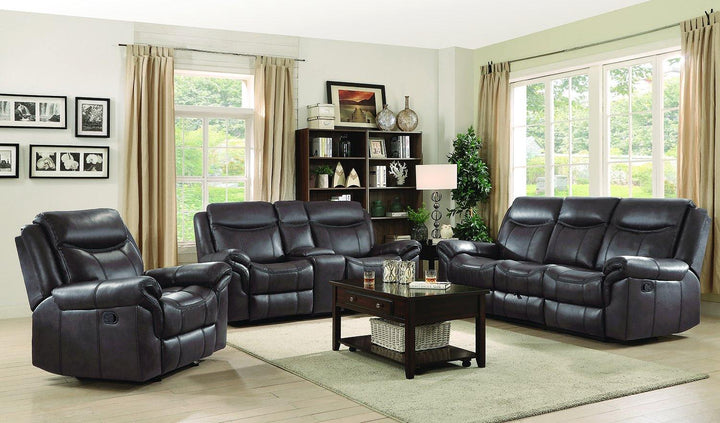 Sawyer motion 602331 Cocoa Transitional leatherette motion sofas By coaster - sofafair.com
