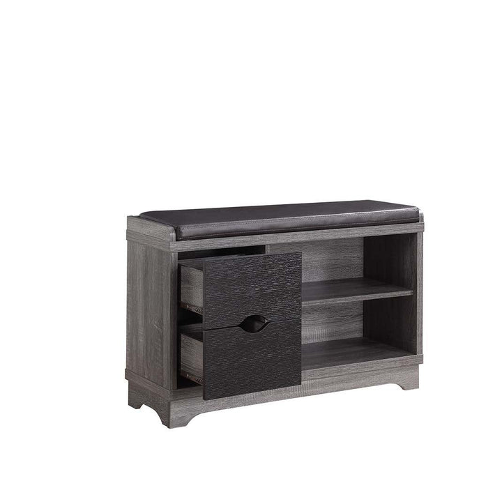 Rustic distressed grey shoe cabinet 950921 Distressed grey/black Bench1 By coaster - sofafair.com