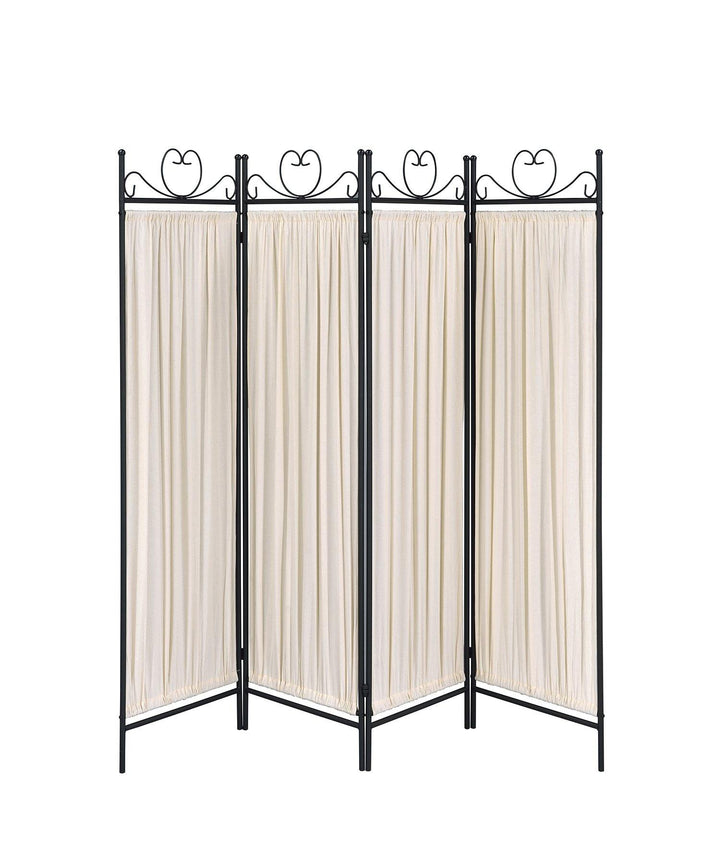 2710 Beige metal Traditional black and gold four-panel folding screen By coaster - sofafair.com