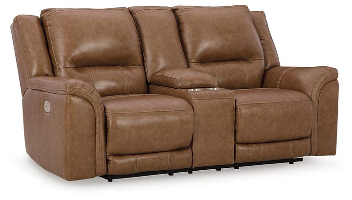 Trasimeno Power Reclining Loveseat with Console U8281518 Brown/Beige Contemporary Motion Upholstery By Ashley - sofafair.com