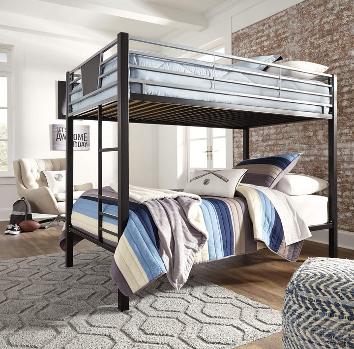 Dinsmore Twin over Twin Bunk Bed with Ladder B106-59 Black/Gray Contemporary Youth Beds By Ashley - sofafair.com