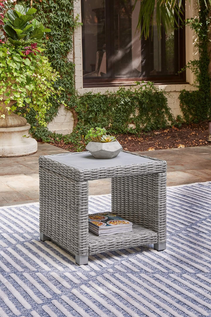 P439-702 Black/Gray Casual Naples Beach Outdoor End Table By Ashley - sofafair.com