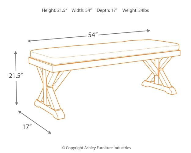 Beachcroft Bench with Cushion P791-600 Brown/Beige Casual Outdoor Dining Bench By Ashley - sofafair.com