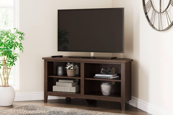 W283-46 Brown/Beige Casual Camiburg Corner TV Stand By AFI - sofafair.com