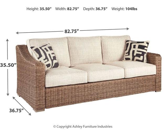 Beachcroft Sofa with Cushion P791-838 Brown/Beige Casual Outdoor Sofa Sets By Ashley - sofafair.com