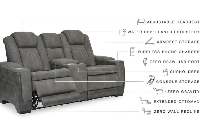 Next-Gen DuraPella Power Reclining Loveseat with Console 2200418 Black/Gray Contemporary Motion Upholstery By Ashley - sofafair.com