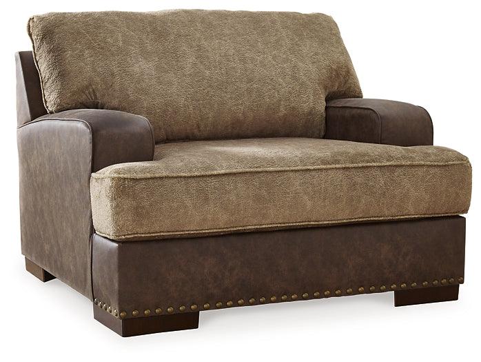 Alesbury Oversized Chair 1870423 Brown/Beige Contemporary Stationary Upholstery By Ashley - sofafair.com