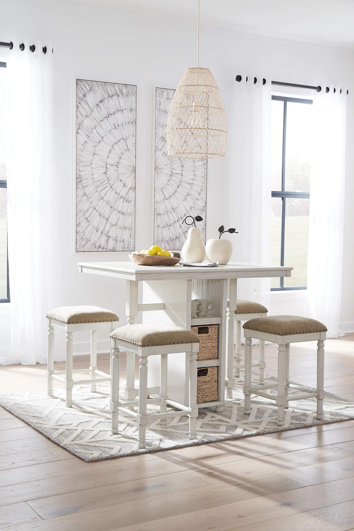 Robbinsdale Counter Height Dining Table and Bar Stools (Set of 5) D623-223 White Casual Counter Height Table By AFI - sofafair.com