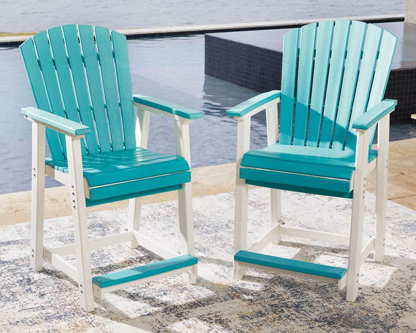 Eisely Outdoor Counter Height Bar Stool (Set of 2) P208-124 Blue Casual Outdoor Counter Barstool By Ashley - sofafair.com