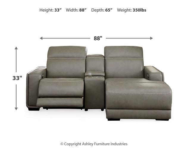 Correze 3-Piece Power Reclining Sectional with Chaise U94202S11 Black/Gray Contemporary Motion Sectionals By Ashley - sofafair.com