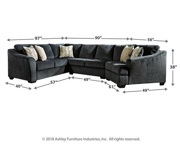 Eltmann 3Piece Sectional with Cuddler 41303S1 Slate Contemporary Stationary Sectionals By AFI - sofafair.com
