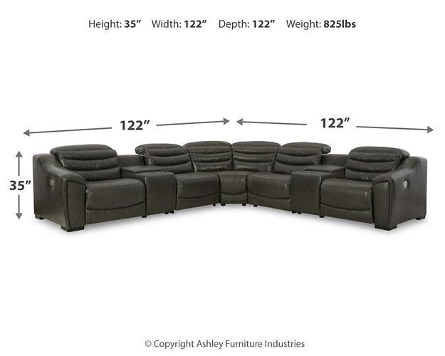 Center Line 7-Piece Power Reclining Sectional U63404S7 Black/Gray Contemporary Motion Sectionals By Ashley - sofafair.com