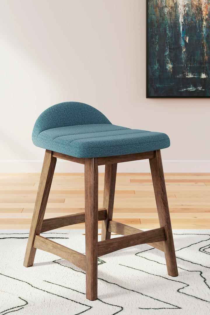 Lyncott Counter Height Bar Stool D615-324 Blue Contemporary Barstool By Ashley - sofafair.com