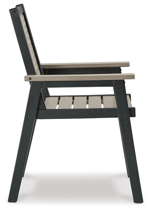 Mount Valley Arm Chair (set Of 2) P384-603A Black/Gray Contemporary Outdoor Dining Chair By Ashley - sofafair.com