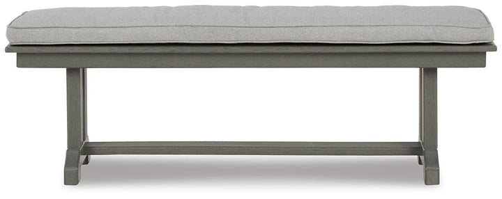 Visola Bench with Cushion P802-600 Black/Gray Contemporary Outdoor Dining Bench By Ashley - sofafair.com