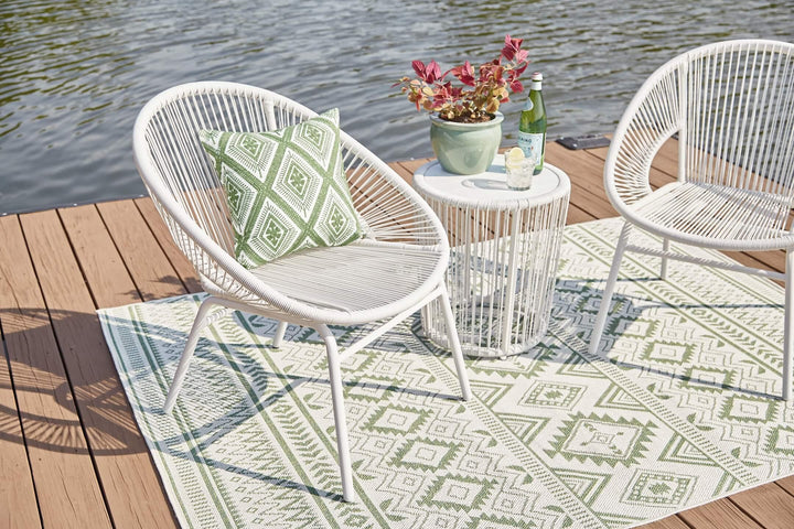 Mandarin Cape Outdoor Table and Chairs (Set of 3) P312-050 White Casual Outdoor Chat Set By Ashley - sofafair.com
