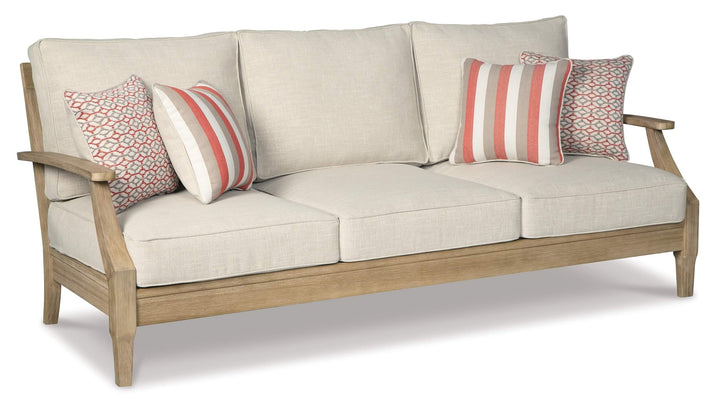 Clare View Sofa with Cushion P801-838 White Contemporary Outdoor Sofa By Ashley - sofafair.com
