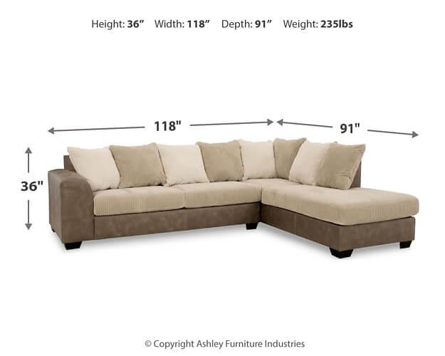 Keskin 2-Piece Sectional with Chaise 18403S2 Brown/Beige Contemporary Stationary Sectionals By AFI - sofafair.com