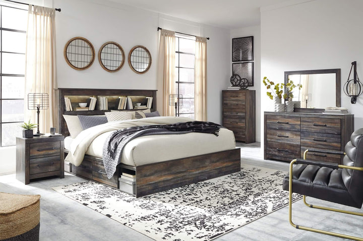 Drystan King Bookcase Bed with 2 Storage Drawers B211B51 Brown/Beige Casual Master Beds By Ashley - sofafair.com