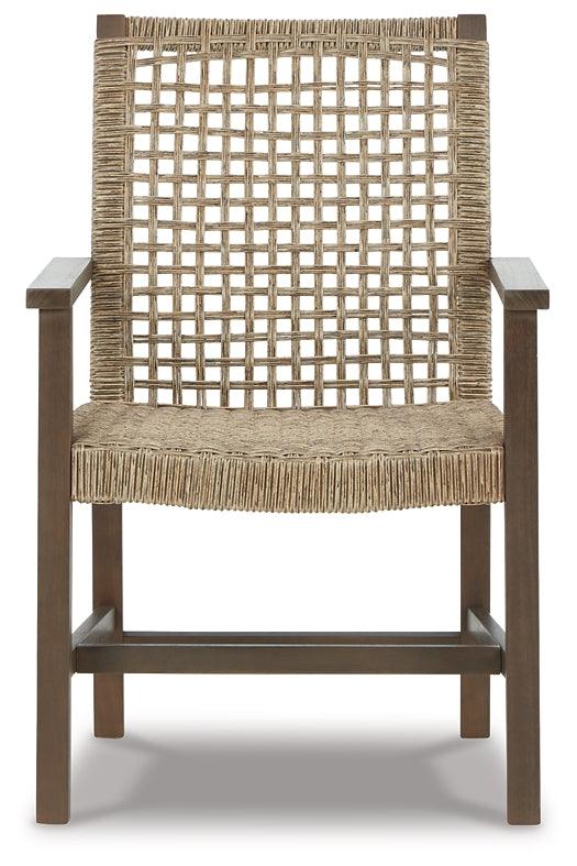 Germalia Outdoor Dining Arm Chair (Set of 2) P730-601A Brown/Beige Casual Outdoor Dining Chair By Ashley - sofafair.com