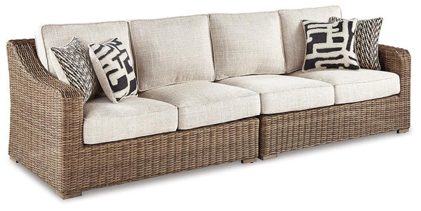 Beachcroft Left-Arm Facing Loveseat/Right-Arm Facing Loveseat P791-854 Brown/Beige Casual Outdoor Sectional By Ashley - sofafair.com