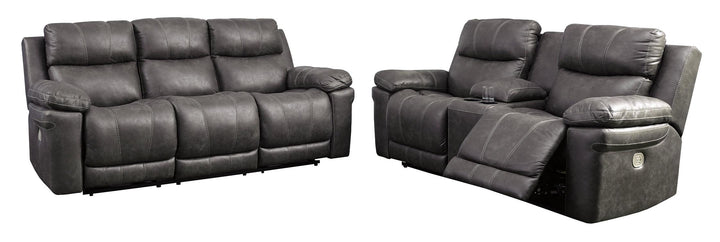 Erlangen Power Reclining Sofa 3000415 Black/Gray Contemporary Motion Upholstery By Ashley - sofafair.com