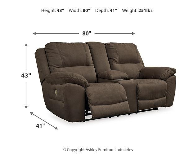 Next-Gen Gaucho Power Reclining Loveseat with Console 5420496 Brown/Beige Contemporary Motion Upholstery By Ashley - sofafair.com