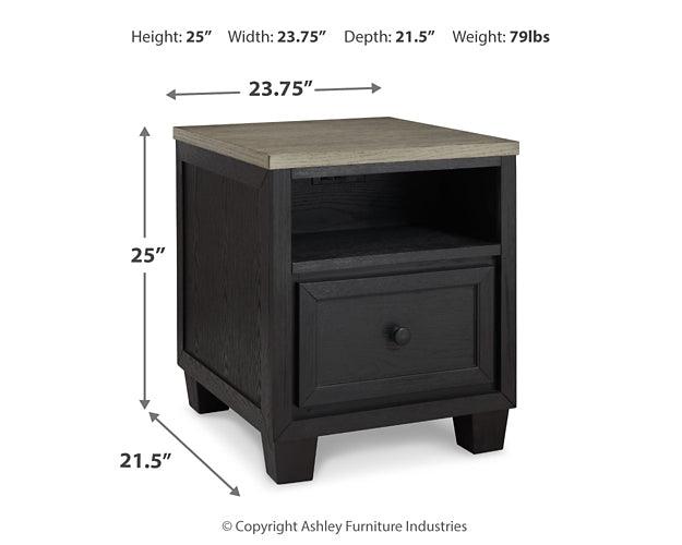 Foyland End Table T979-3 Black/Gray Contemporary Motion Occasionals By Ashley - sofafair.com