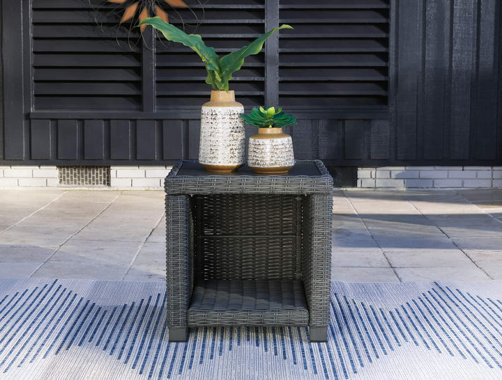 P518-702 Black/Gray Casual Elite Park Outdoor End Table By Ashley - sofafair.com